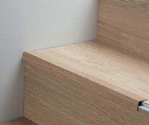 Nez de marche aluminium Chêne naturel, profil de recouvrement, 7 à 14mm