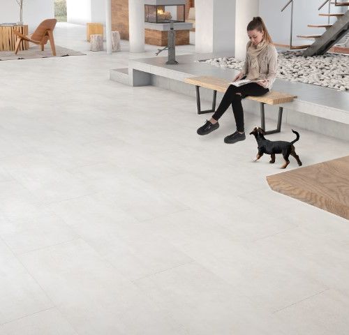 Revêtement stratifié effet béton blanc