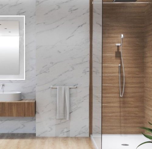Revêtement stratifié effet marbre blanc