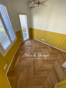 Parquet en Chêne contrecollé Point de Hongrie, vernis mat