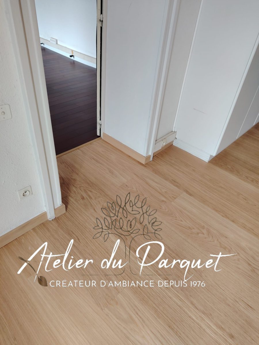 Parquet contrecollé en Chêne, vernis mat